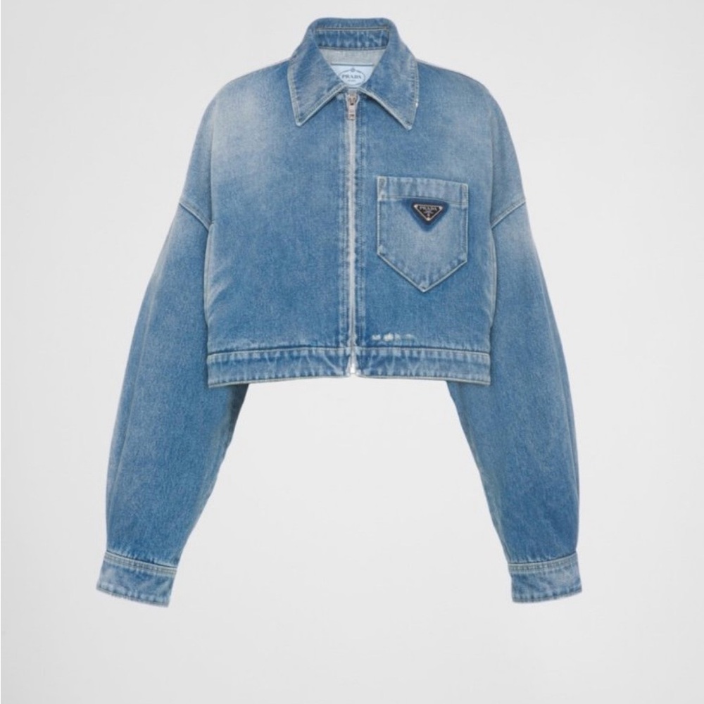 Prada Blue Cropped Denim Jacket